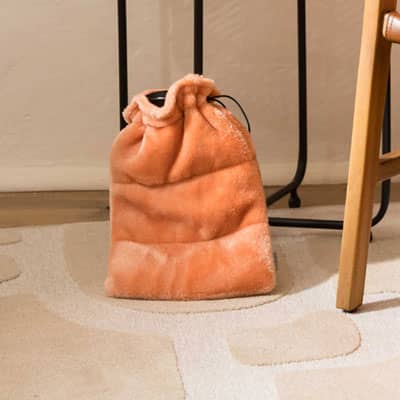 bouillotte a eau housse velours papaye