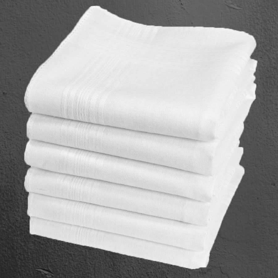 Mouchoirs blancs en coton lot de 6 - Blanc et Couleurs