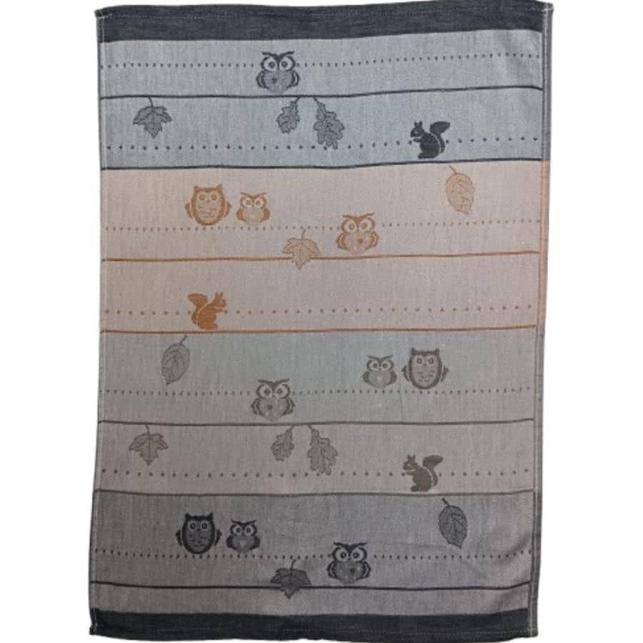 torchon-coton-hibou-gris