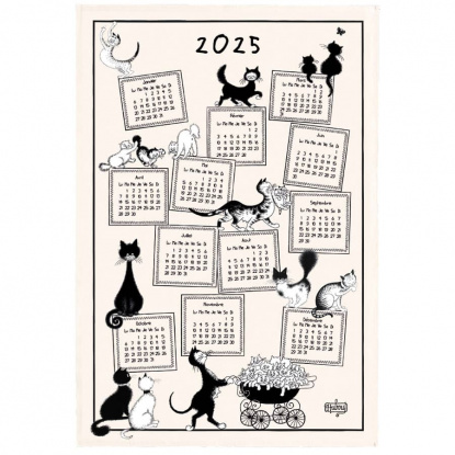torchon-calendrier-2025-dubout-chats-ecru