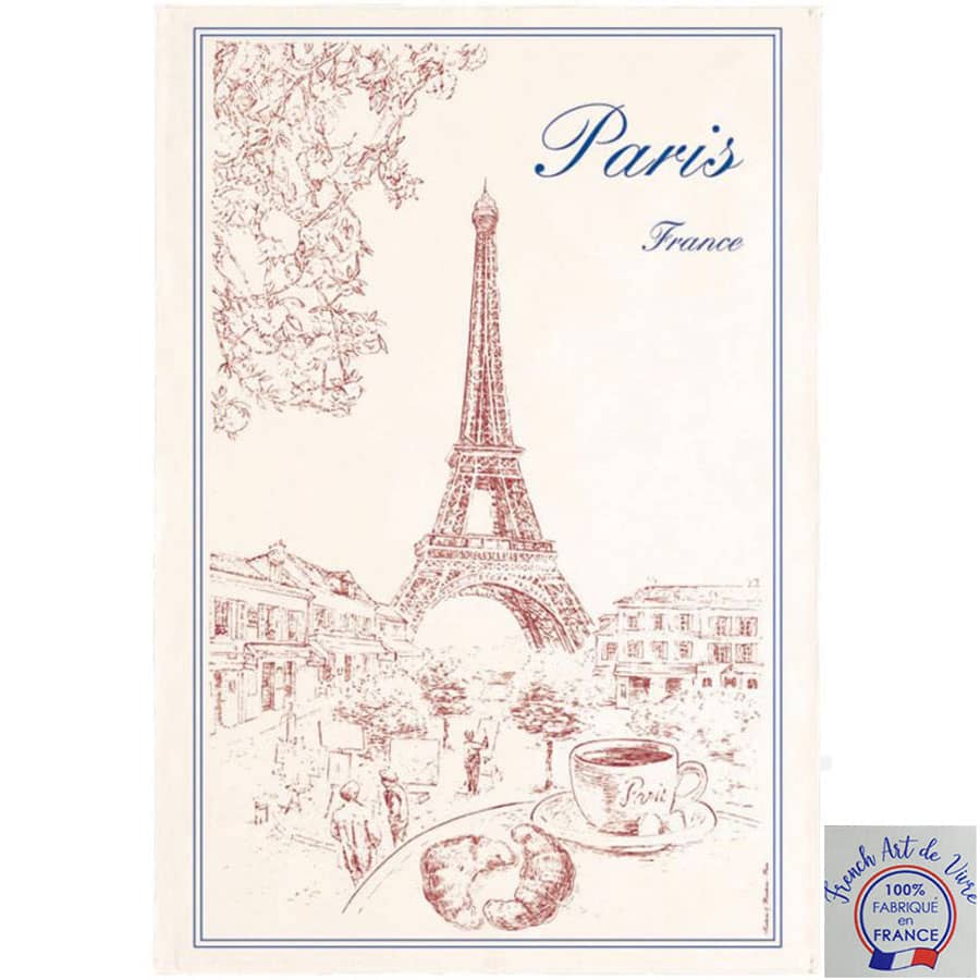 Torchon Paris en coton Qualité française - Blanc et Couleurs